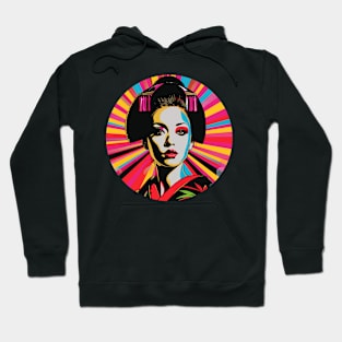 Geisha Pop Art Japanese Woman Round Design Hoodie